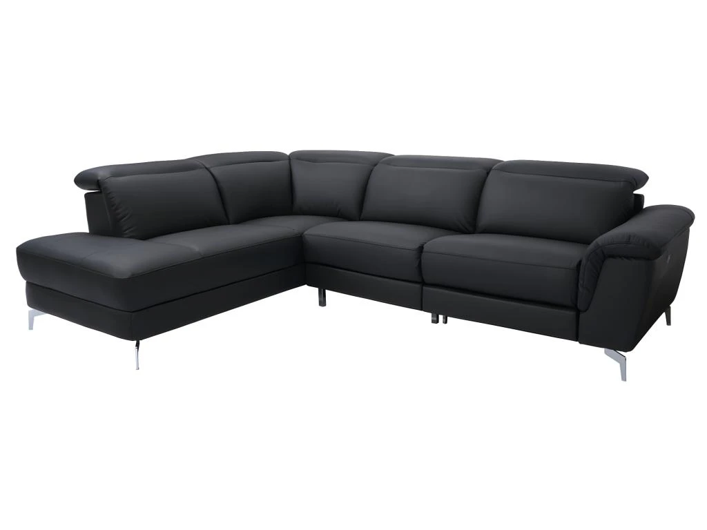 Canapé D'angle Relax électrique En Cuir OLBIA - Noir - Angle Gauche 5 Canapé D'angle Relax électrique En Cuir OLBIA - Noir - Angle Gauche – Image 3