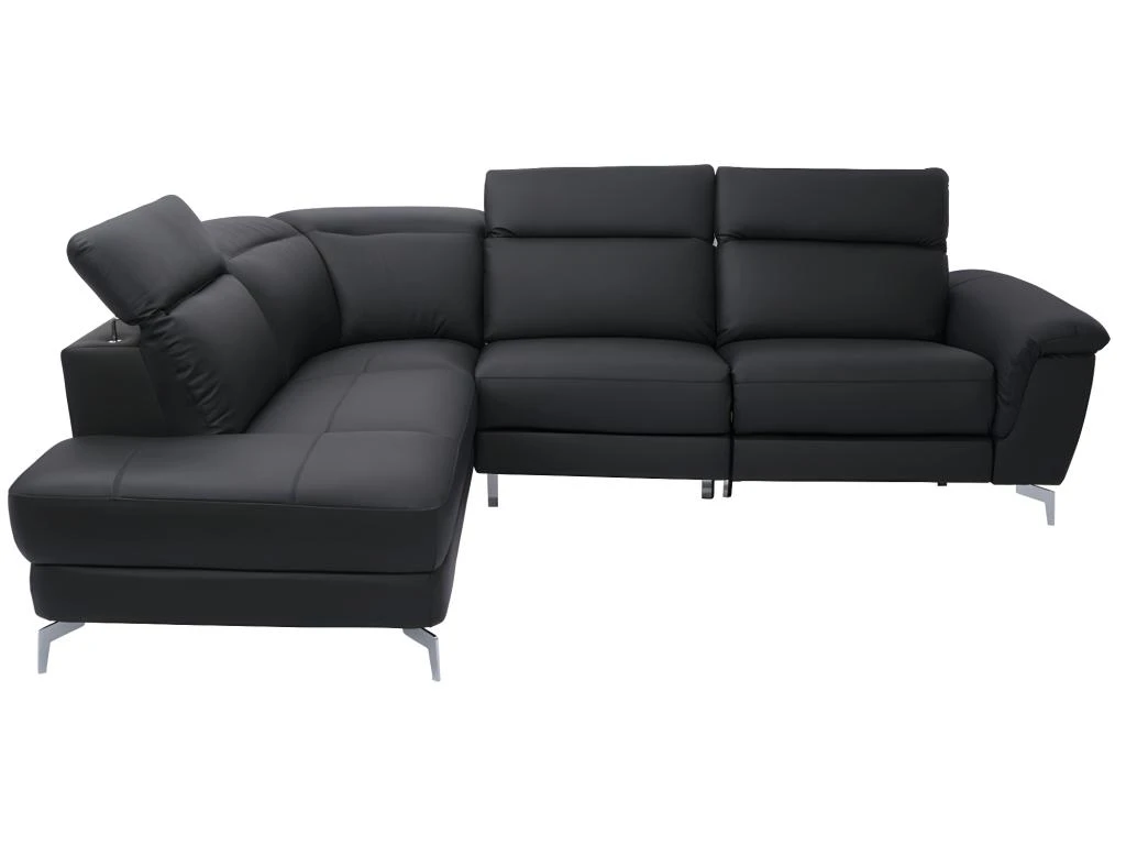 Canapé D'angle Relax électrique En Cuir OLBIA - Noir - Angle Gauche 6 Canapé D'angle Relax électrique En Cuir OLBIA - Noir - Angle Gauche – Image 4