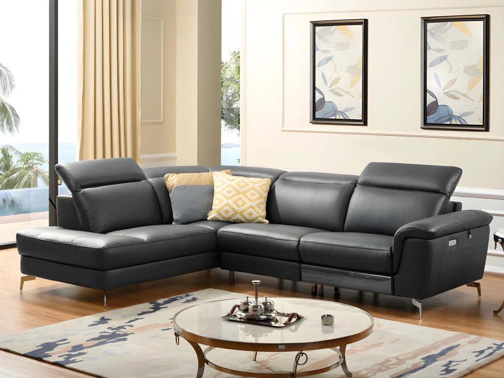 Canapé D'angle Relax électrique En Cuir OLBIA - Noir - Angle Gauche 3 Canapé D'angle Relax électrique En Cuir OLBIA - Noir - Angle Gauche