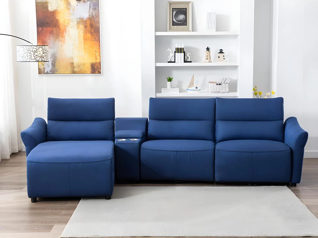 Canapé D'angle Relax électrique En Tissu EIVOR - Bleu - Angle Gauche 5 Canapé D'angle Relax électrique En Tissu EIVOR - Bleu - Angle Gauche – Image 3