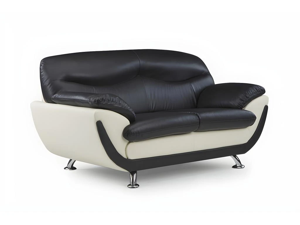 Canapé 2 Places En Simili INDICE - Bicolore Noir Et Ivoire 5 Canapé 2 Places En Simili INDICE - Bicolore Noir Et Ivoire – Image 3