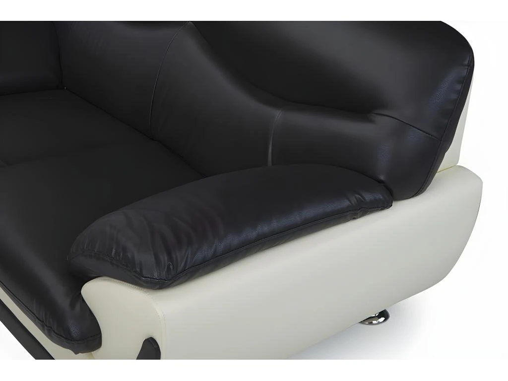 Canapé 2 Places En Simili INDICE - Bicolore Noir Et Ivoire 6 Canapé 2 Places En Simili INDICE - Bicolore Noir Et Ivoire – Image 4