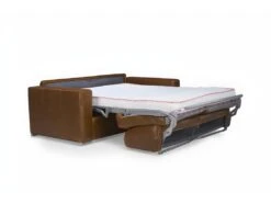 Canapé 3 Places Convertible Express 100% Cuir De Buffle Vintage Caramel Matelas 14cm DELECTEA II -Accueil-Canapé canape 474085