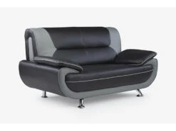 Canapé 2 Places En Simili NIGEL - Bicolore Noir Et Gris -Accueil-Canapé canape 474485