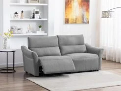 Canapé 3 Places Relax électrique En Tissu RAGNAR - Gris -Accueil-Canapé canape 480629