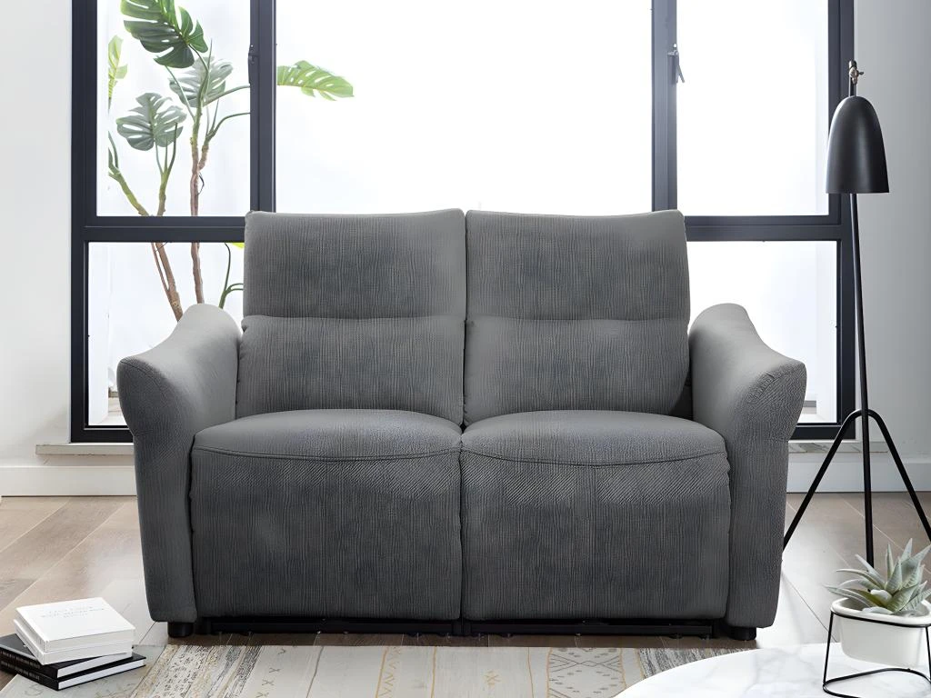 Canapé 2 Places Relax électrique En Tissu RAGNAR - Gris 3 Canapé 2 Places Relax électrique En Tissu RAGNAR - Gris