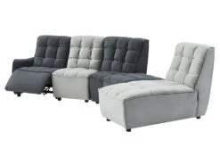 Canapé D'angle Relax électrique Modulable En Velours Gris Clair Et Anthracite ALFORD -Accueil-Canapé canape 481313