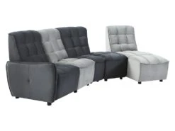 Canapé D'angle Relax électrique Modulable En Velours Gris Clair Et Anthracite ALFORD -Accueil-Canapé canape 481315