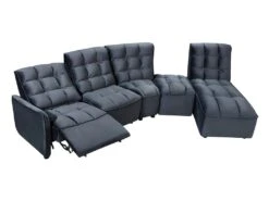 Canapé D'angle Relax électrique Modulable En Velours Anthracite ALFORD -Accueil-Canapé canape 481343