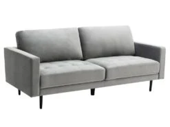 Canapé 3 Places En Velours Gris ESTELA -Accueil-Canapé canape 4837551