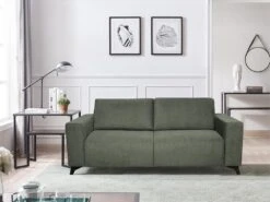 Canapé 3 Places Convertible Express En Tissu MONTASI - Vert - Couchage 140 Cm - Matelas DUNLOPILLO 14 Cm Avec Mémoire De Forme -Accueil-Canapé canape 485031