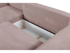 Canapé D'angle Convertible En Velours Côtelé Rose AMELIA De Pascal Morabito - Angle Gauche -Accueil-Canapé canape 487153