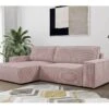 Canapé D'angle Convertible En Velours Côtelé Rose AMELIA De Pascal Morabito - Angle Gauche -Accueil-Canapé canape 487157