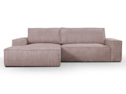Canapé D'angle Convertible En Velours Côtelé Rose AMELIA De Pascal Morabito - Angle Gauche -Accueil-Canapé canape 487159