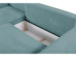 Canapé D'angle Convertible En Velours Côtelé Bleu Clair AMELIA De Pascal Morabito - Angle Gauche -Accueil-Canapé canape 487207