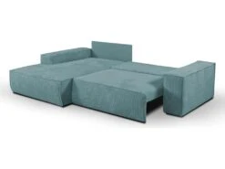 Canapé D'angle Convertible En Velours Côtelé Bleu Clair AMELIA De Pascal Morabito - Angle Gauche -Accueil-Canapé canape 487209