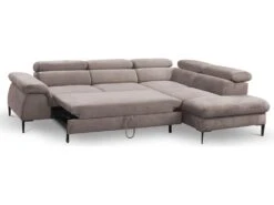 Canapé Grand Angle Convertible En Velours Taupe SEPINA De PASCAL MORABITO - Angle Droit -Accueil-Canapé canape 487259