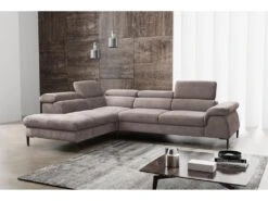 Canapé Grand Angle Convertible En Velours Taupe SEPINA De PASCAL MORABITO - Angle Gauche