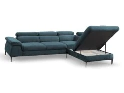 Canapé Grand Angle Convertible En Velours Bleu Nuit SEPINA De PASCAL MORABITO - Angle Droit -Accueil-Canapé canape 487279