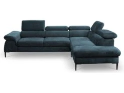 Canapé Grand Angle Convertible En Velours Bleu Nuit SEPINA De PASCAL MORABITO - Angle Droit -Accueil-Canapé canape 487283