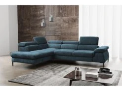 Canapé Grand Angle Convertible En Velours Bleu Nuit SEPINA De PASCAL MORABITO - Angle Gauche