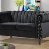 Canapé Chesterfield 2 Places En Velours Noir TRUMBO -Accueil-Canapé canape 4879307