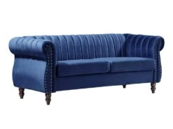 Canapé Chesterfield 3 Places En Velours Bleu Roi TRUMBO -Accueil-Canapé canape 4879321