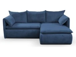 Canapé D'angle Convertible En Velours Côtelé Bleu Marine TEODORA De PASCAL MORABITO - Angle Droit -Accueil-Canapé canape 487949