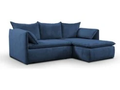 Canapé D'angle Convertible En Velours Côtelé Bleu Marine TEODORA De PASCAL MORABITO - Angle Droit -Accueil-Canapé canape 487951