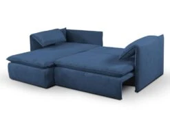 Canapé D'angle Convertible En Velours Côtelé Bleu Marine TEODORA De PASCAL MORABITO - Angle Gauche -Accueil-Canapé canape 487967
