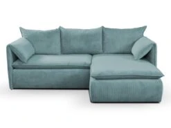 Canapé D'angle Convertible En Velours Côtelé Bleu TEODORA De PASCAL MORABITO - Angle Droit -Accueil-Canapé canape 487971