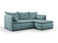 Canapé D'angle Convertible En Velours Côtelé Bleu TEODORA De PASCAL MORABITO - Angle Droit -Accueil-Canapé canape 487973