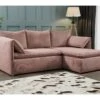 Canapé D'angle Convertible En Velours Côtelé Rose TEODORA De PASCAL MORABITO - Angle Droit