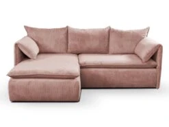 Canapé D'angle Convertible En Velours Côtelé Rose TEODORA De PASCAL MORABITO - Angle Gauche -Accueil-Canapé canape 488057
