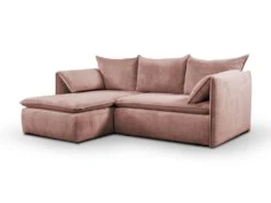 Canapé D'angle Convertible En Velours Côtelé Rose TEODORA De PASCAL MORABITO - Angle Gauche -Accueil-Canapé canape 488059