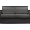 Canapé 3 Places Convertible Express En Simili CALITO - Noir - Couchage 140 Cm - Matelas 22 Cm Avec Mémoire De Forme DUNLOPILLO