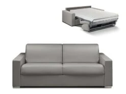 Canapé 4 Places Convertible Express En Simili CALITO - Gris- Couchage 160 Cm - Matelas 14 Cm -Accueil-Canapé canape 489185