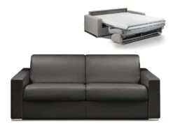 Canapé 4 Places Convertible Express En Simili CALITO - Noir - Couchage 160 Cm - Matelas 18 Cm -Accueil-Canapé canape 489195