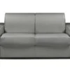 Canapé 2 Places Convertible Express En Simili CALITO - Gris - Couchage Lattes Larges 120 Cm - Matelas 22 Cm Avec Mémoire De Forme DUNLOPILLO
