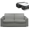 Canapé 3 Places Convertible Express En Simili CALITO - Gris - Couchage Lattes Larges 140 Cm - Matelas 14 Cm Avec Mémoire De Forme DUNLOPILLO -Accueil-Canapé canape 489459