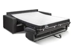 Canapé 3 Places Convertible Express En Simili CALITO - Noir - Couchage Lattes Larges 140 Cm - Matelas 14 Cm Avec Mémoire De Forme DUNLOPILLO -Accueil-Canapé canape 489469