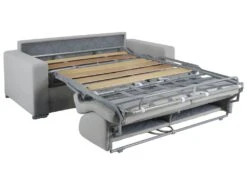 Canapé 3 Places Convertible Express En Simili CALITO - Blanc - Couchage Lattes Larges 140 Cm - Matelas 16 Cm Avec Mousse à Mémoire De Forme DUNLOPILLO -Accueil-Canapé canape 489479