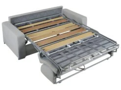 Canapé 3 Places Convertible Express En Simili CALITO - Gris - Couchage Lattes Larges 140 Cm - Matelas 18 Cm Avec Mémoire De Forme DUNLOPILLO -Accueil-Canapé canape 489525