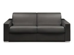 Canapé 4 Places Convertible Express En Simili CALITO - Noir- Couchage Lattes Larges 160 Cm - Matelas 14 Cm Avec Mémoire De Forme DUNLOPILLO