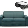 Canapé 2 Places Convertible Express En Tissu CALITO - Bleu - Couchage Lattes Larges 120 Cm - Matelas 14 Cm Avec Mémoire De Forme DUNLOPILLO -Accueil-Canapé canape 489939
