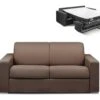 Canapé 2 Places Convertible Express En Tissu CALITO - Marron - Couchage Lattes Larges 120 Cm - Matelas 18 Cm Avec Mémoire De Forme DUNLOPILLO -Accueil-Canapé canape 490063