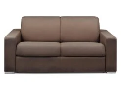 Canapé 2 Places Convertible Express En Tissu CALITO - Marron - Couchage Lattes Larges 120 Cm - Matelas 22 Cm Avec Mémoire De Forme DUNLOPILLO -Accueil-Canapé canape 490113