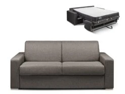 Canapé 3 Places Convertible Express En Tissu CALITO - Anthracite - Couchage Lattes Larges 140 Cm - Matelas 22 Cm Avec Mémoire De Forme DUNLOPILLO -Accueil-Canapé canape 490275