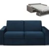 Canapé 3 Places Convertible Express En Velours CALITO - Bleu Nuit - Couchage 140 Cm - Matelas 14 Cm -Accueil-Canapé canape 490327