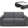 Canapé 3 Places Convertible Express En Velours CALITO - Anthracite - Couchage 140 Cm - Matelas 14 Cm Avec Mémoire De Forme DUNLOPILLO -Accueil-Canapé canape 490377
